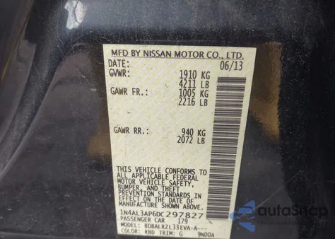 2013 Nissan Altima 2.5 S from USA, damaged, VIN 1N4AL3AP6DC297827